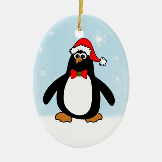 Weihnachtspinguin Keramikornament (Vorne)