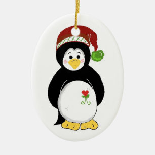 Weihnachtspinguin Keramikornament