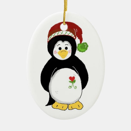 Weihnachtspinguin Keramikornament (Vorne)