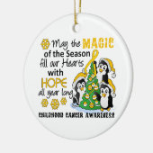 WeihnachtsPinguin-Kindheits-Krebs Keramikornament (Links)