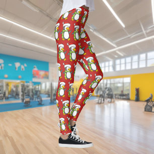 Weihnachtspinguin läuft auf Schnee Leggings
