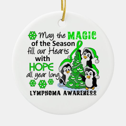 WeihnachtsPinguin-Lymphom Keramikornament (Vorne)