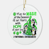 WeihnachtsPinguin-Lymphom Keramikornament (Links)