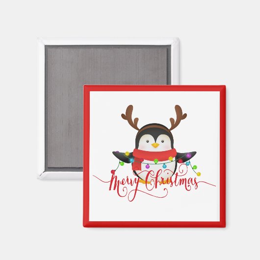 Weihnachtspinguin Magnet (Vorderseite/Rückseite)