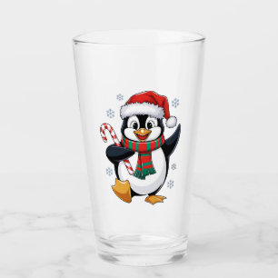 Weihnachtspinguin mit Bonnet und Zuckerrohr Glas