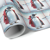 Weihnachtspinguin mit Rotem Coat Geschenkpapier (Rolleneckpunkt)