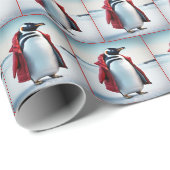 Weihnachtspinguin mit Rotem Coat Geschenkpapier (Rolleneckpunkt)