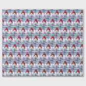 Weihnachtspinguin mit Rotem Coat und Schneeflocken Geschenkpapier (Flach)