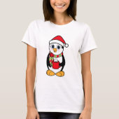 WeihnachtsPinguin mit Schale Kakao T-Shirt (Vorderseite)