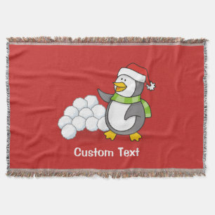 Weihnachtspinguin mit Schneebälle schwingen Decke