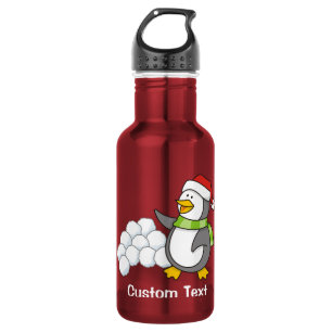 Weihnachtspinguin mit Schneebälle schwingen Edelstahlflasche