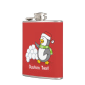 Weihnachtspinguin mit Schneebälle schwingen Flachmann (Links)
