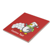 Weihnachtspinguin mit Schneebälle schwingen Fliese (Seite)