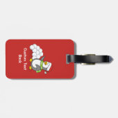 Weihnachtspinguin mit Schneebälle schwingen Gepäckanhänger (Rückseite horizontal)
