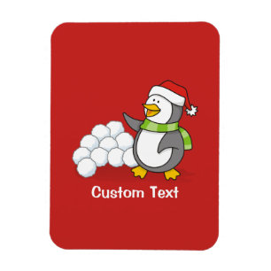 Weihnachtspinguin mit Schneebälle schwingen Magnet