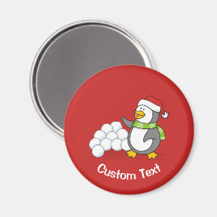 Weihnachtspinguin mit Schneebälle schwingen Magnet