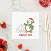 Weihnachtspinguin mit Schneebälle schwingen Serviette (Beispiel)