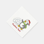 Weihnachtspinguin mit Schneebälle schwingen Serviette (Ecke)