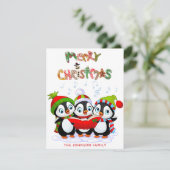Weihnachtspinguin mit Weihnachtskarte Feiertagskarte (Stehend Vorderseite)