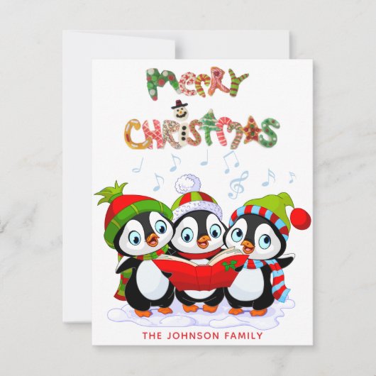 Weihnachtspinguin mit Weihnachtskarte Feiertagskarte (Vorderseite)