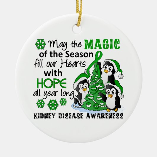 WeihnachtsPinguin-Nierenerkrankung Keramikornament (Vorne)