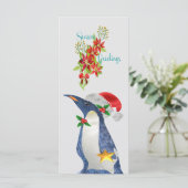 Weihnachtspinguin-Notizkarte (Stehend Vorderseite)