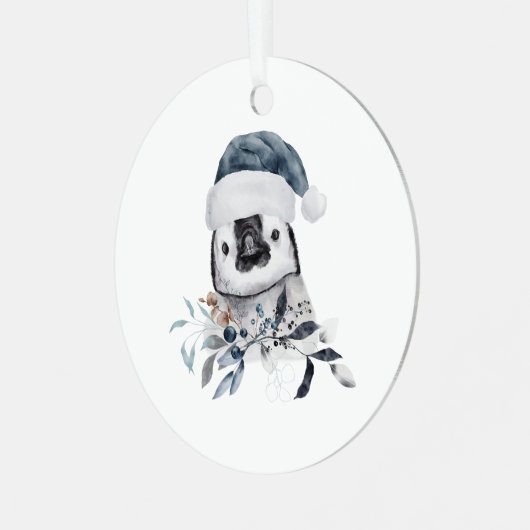 Weihnachtspinguin Ornament Aus Metall (Vorderseite links)