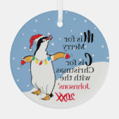 Weihnachtspinguin-Ornament Ornament Aus Glas (Rückseite)