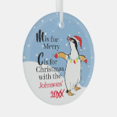 Weihnachtspinguin-Ornament Ornament Aus Glas (Vorderseite Rechts)