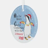 Weihnachtspinguin-Ornament Ornament Aus Glas (Vorderseite links)