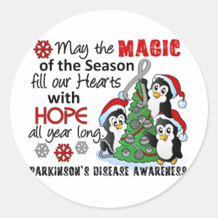 WeihnachtsPinguin-Parkinson-Krankheit Runder Aufkleber