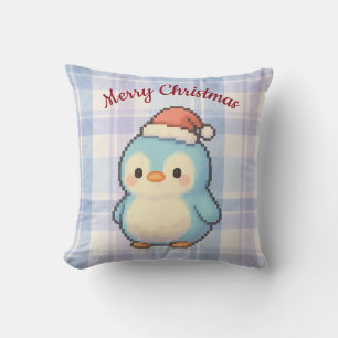 Weihnachtspinguin Pastell Pixel Art Festdekoration Kissen