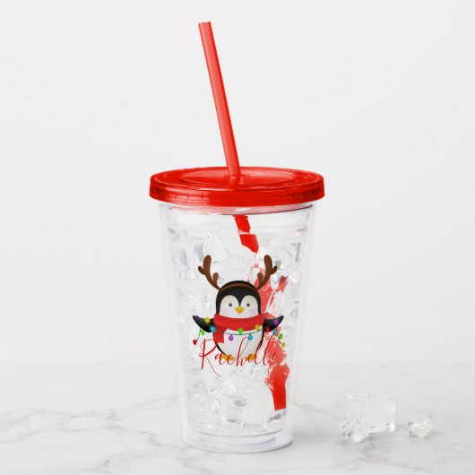 Weihnachtspinguin personalisiert acryltrinkbecher (Vorderseite Ice)