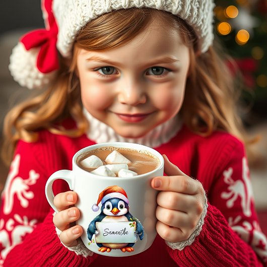 Weihnachtspinguin personalisiert kaffeetasse