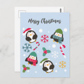 Weihnachtspinguin Postkarte (Vorne/Hinten)