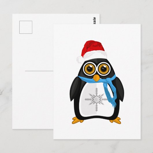 Weihnachtspinguin Postkarte (Vorne/Hinten)