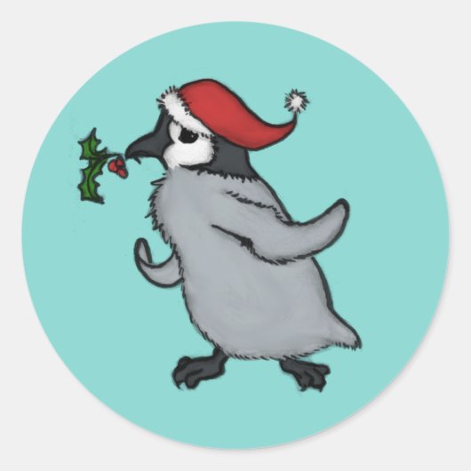 Weihnachtspinguin Runder Aufkleber (Vorderseite)