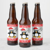 Weihnachtspinguin Santa Naughty List Bierflaschenetikett (Flaschen)
