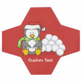 Weihnachtspinguin sitzend mit Schneebälle Fußball (Flach)