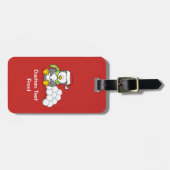 Weihnachtspinguin sitzend mit Schneebälle Gepäckanhänger (Vorderseite horizontal)