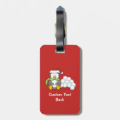 Weihnachtspinguin sitzend mit Schneebälle Gepäckanhänger (Rückseite vertikal)