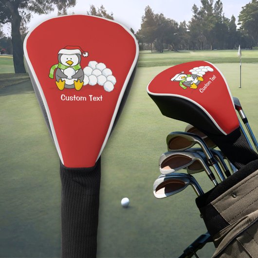 Weihnachtspinguin sitzend mit Schneebälle Golf Headcover