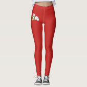 Weihnachtspinguin sitzend mit Schneebälle Leggings (Vorderseite)