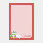 Weihnachtspinguin sitzend mit Schneebälle Post-it Klebezettel (Vorderseite)