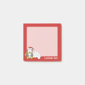 Weihnachtspinguin sitzend mit Schneebälle Post-it Klebezettel (Vorderseite)