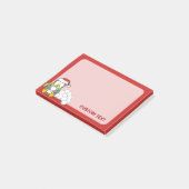 Weihnachtspinguin sitzend mit Schneebälle Post-it Klebezettel (angewinkelt)