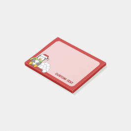 Weihnachtspinguin sitzend mit Schneebälle Post-it Klebezettel