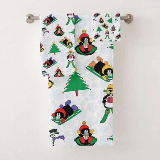 Weihnachtspinguin Ski Badhandtuch Set (Insitu)