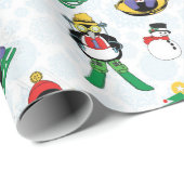 Weihnachtspinguin Ski Geschenkpapier (Rolleneckpunkt)