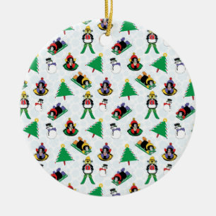 Weihnachtspinguin Ski Keramik Ornament